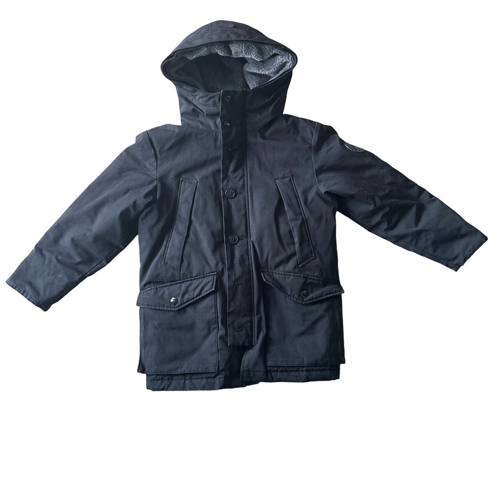 GAP Black Hooded puffer parka - size 8-9 M